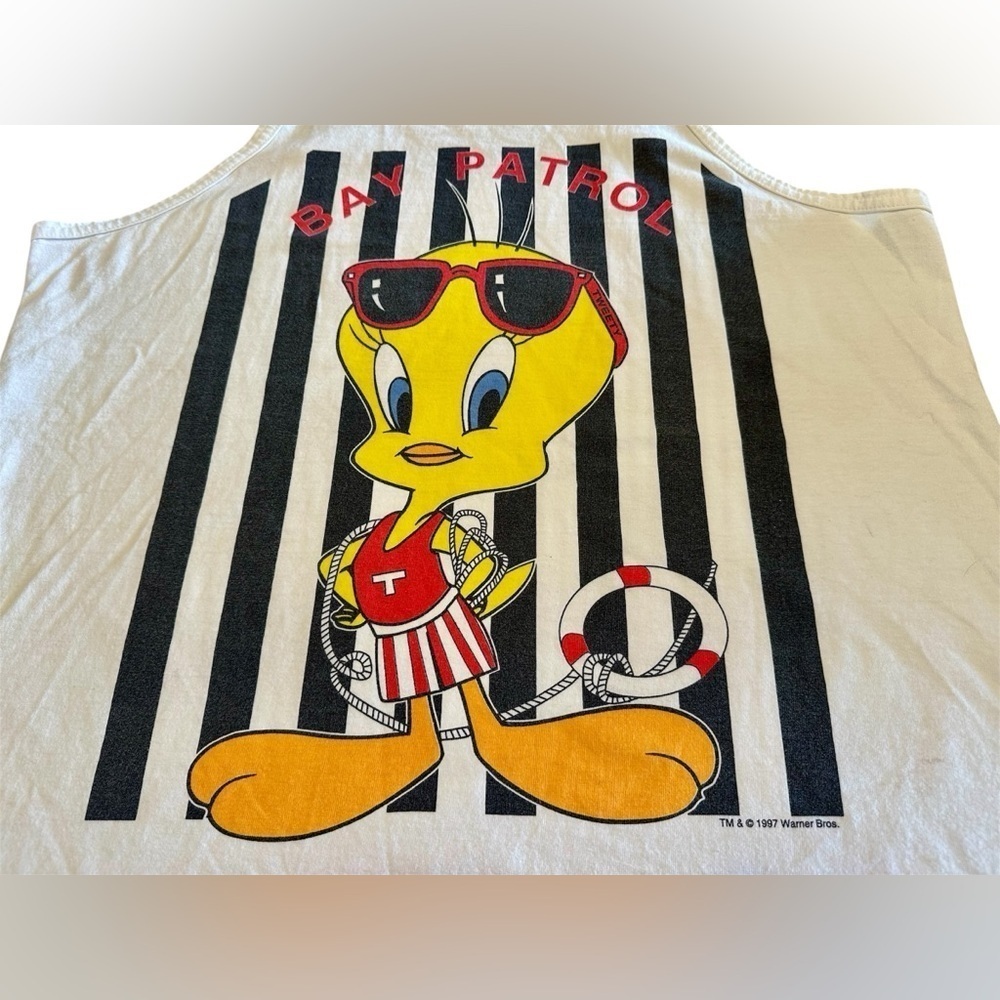 1997 Looney Tunes Tweety Bird Bay Patrol Tank Top Size L/XL - Picture 3 of 8